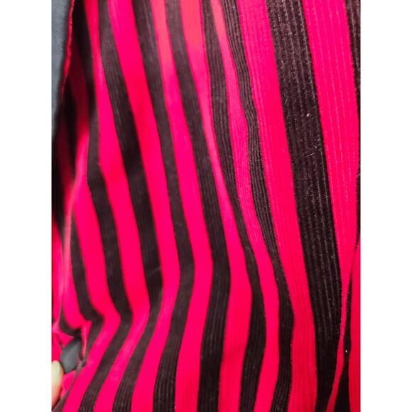 Vintage 60s The Wardrobe San Jose Red Black Cordurory Striped Smoking Jacket - Picture 4 of 4